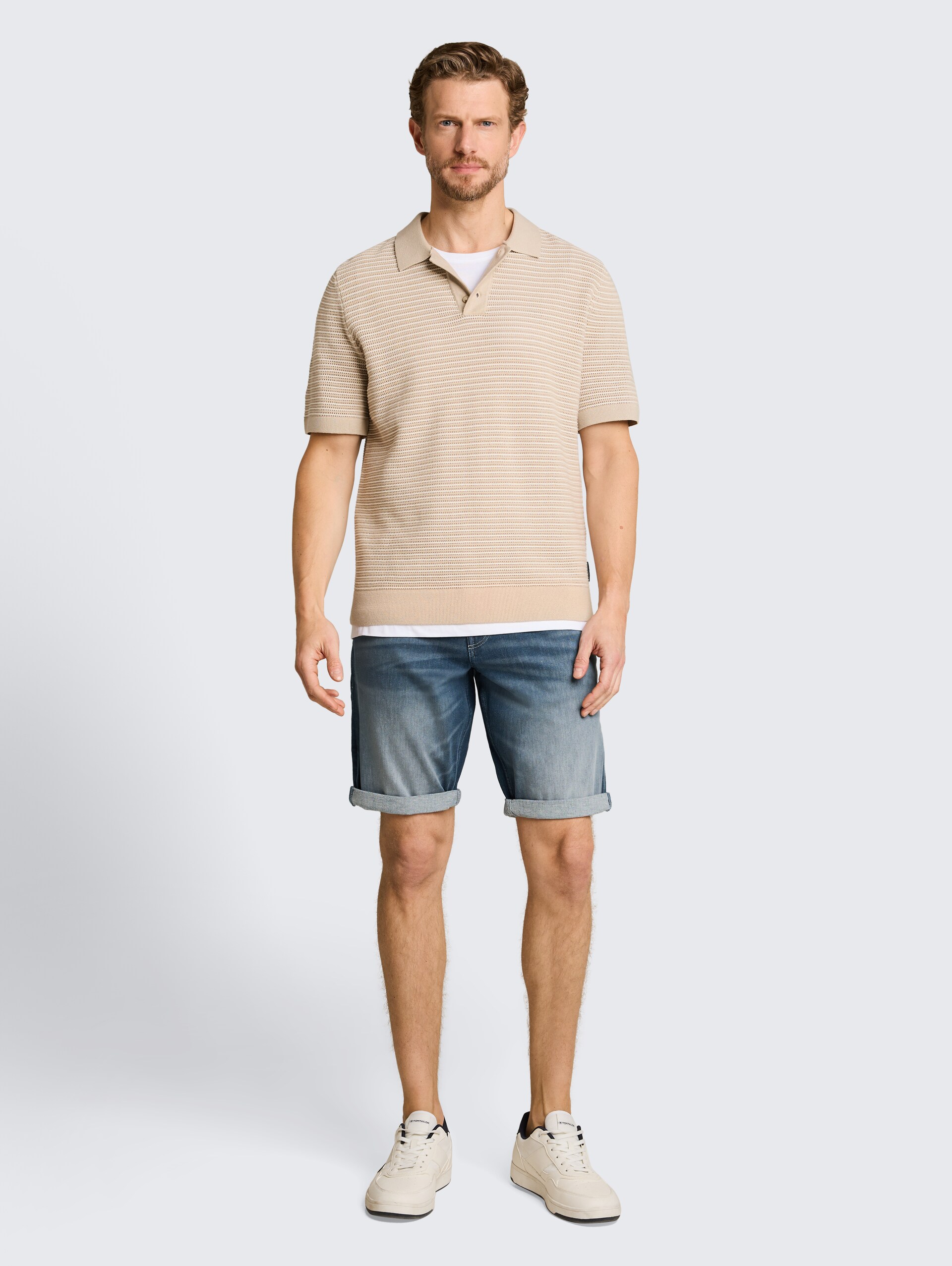 TTMARVIN STRAIGHT Jeans Shorts mit Stretch - mid stone blue grey denim - Model-Vorderansicht