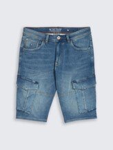 TTMARVIN STRAIGHT Cargo Jeans Shorts - Used Mid Stone Blue Denim - Vorder-Produkt-Ansicht