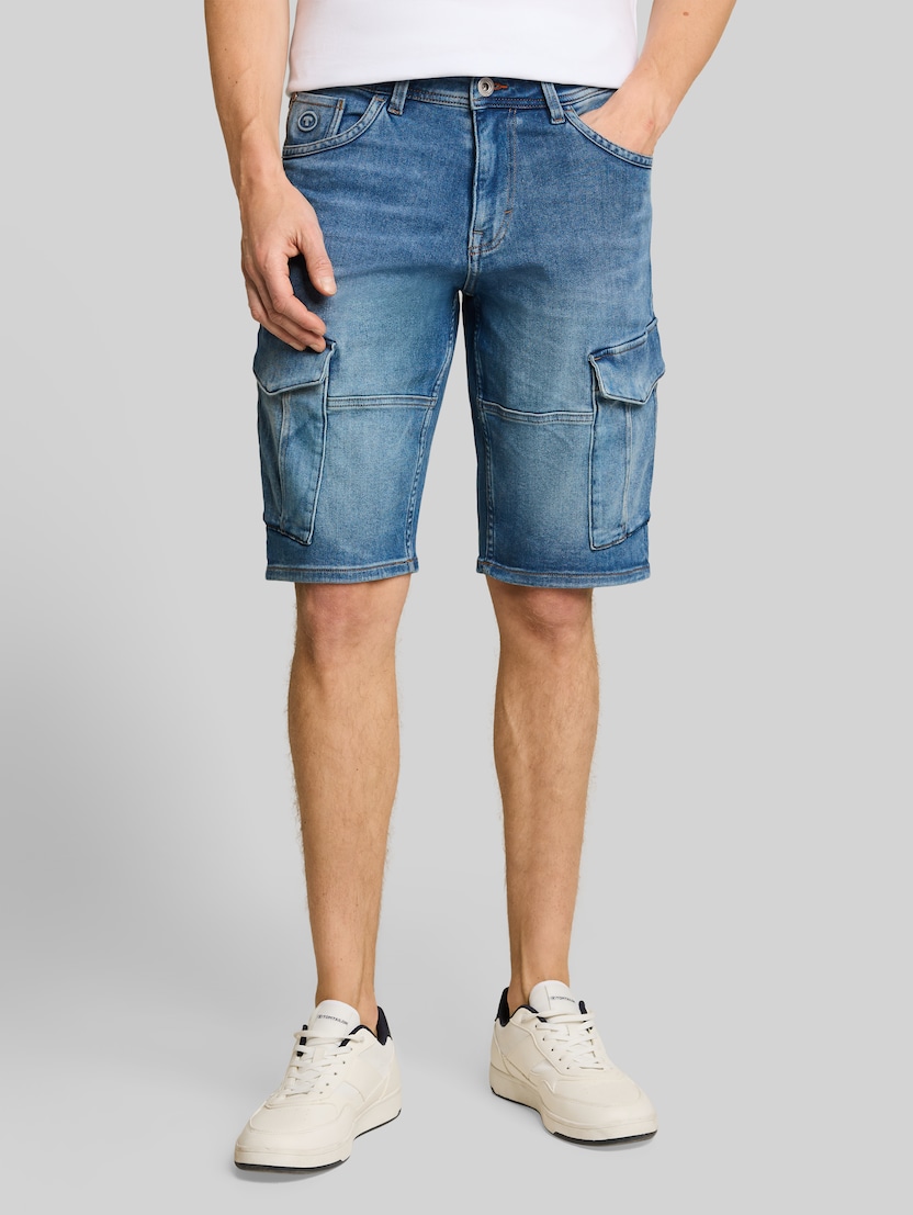 TTMARVIN STRAIGHT Cargo Denim Shorts by Men, Used Mid Stone Blue Denim