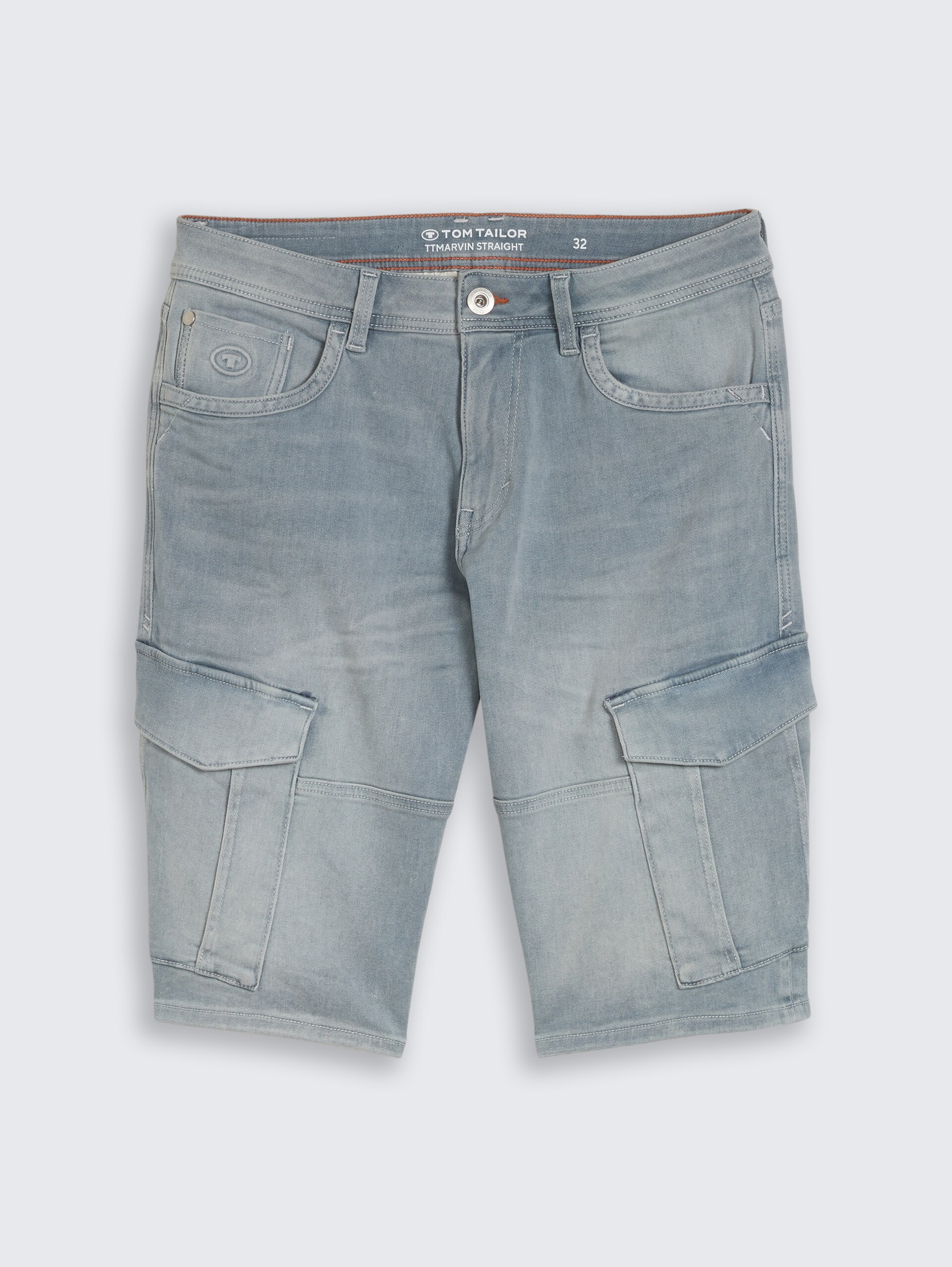 TTMARVIN STRAIGHT cargo jeansshort - light stone blue grey denim - Product vooraanzicht