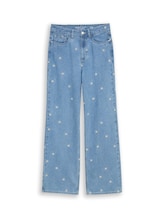 Ausgewählt, TTLINOU WIDE Jeans mit Blumen-Stickerei von Tom Tailor, blau