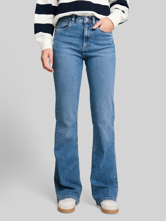 TTAVA FLARED jeans met stretch door Denim Female, Used Light Stone Blue Denim