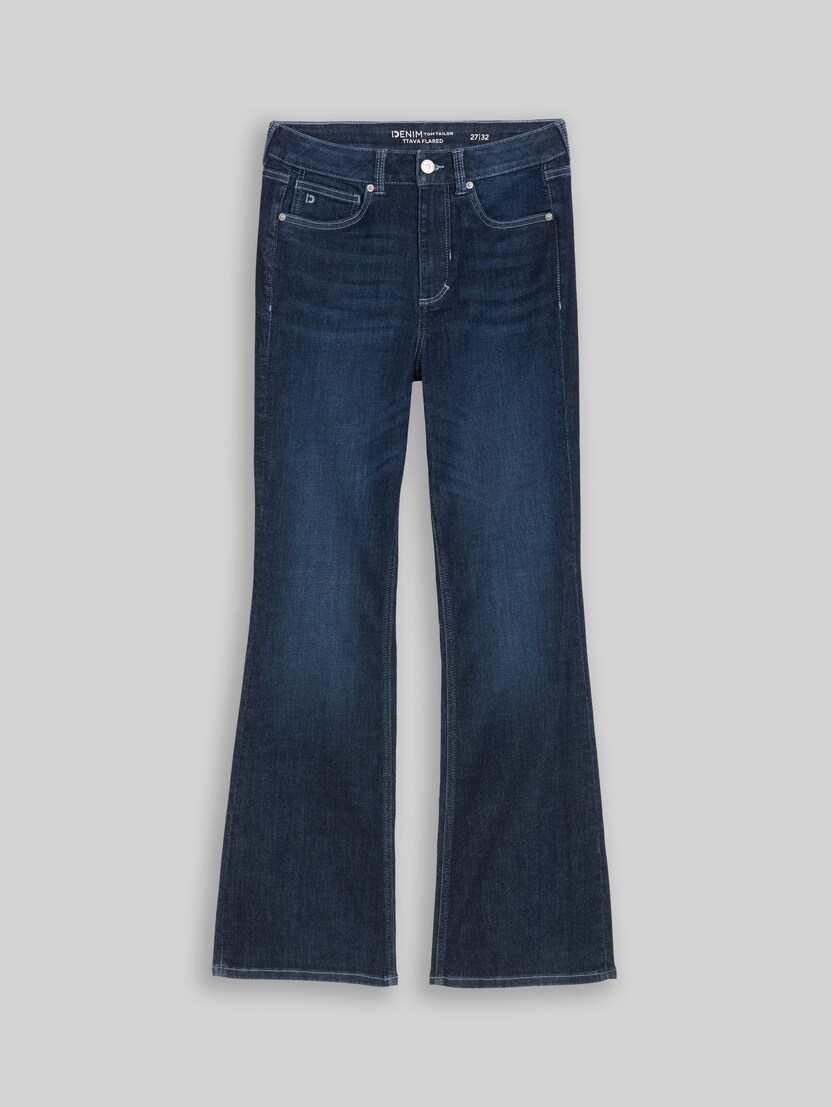TTAVA FLARED Jeans mit Stretch von Denim Female, Used Dark Stone Blue Denim