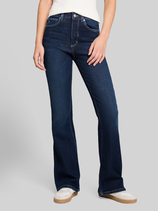 TTAVA FLARED jeans met stretch door Denim Female, Used Dark Stone Blue Denim