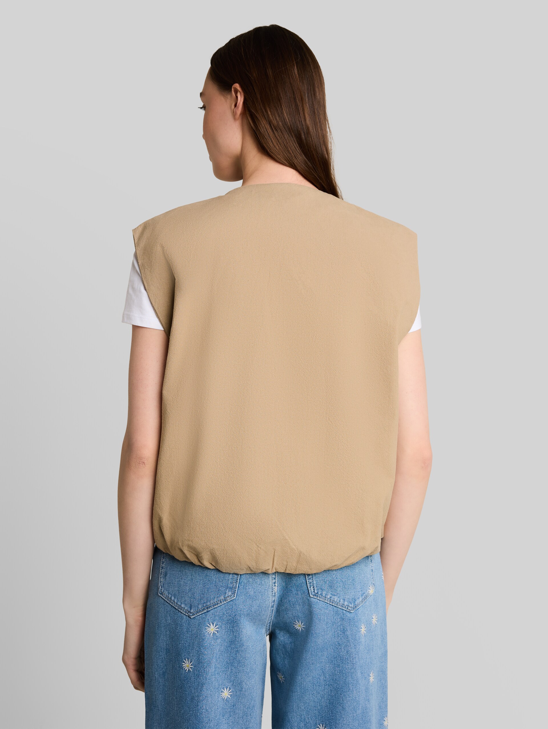 Loose Fit Weste mit Taschen - Mink Beige