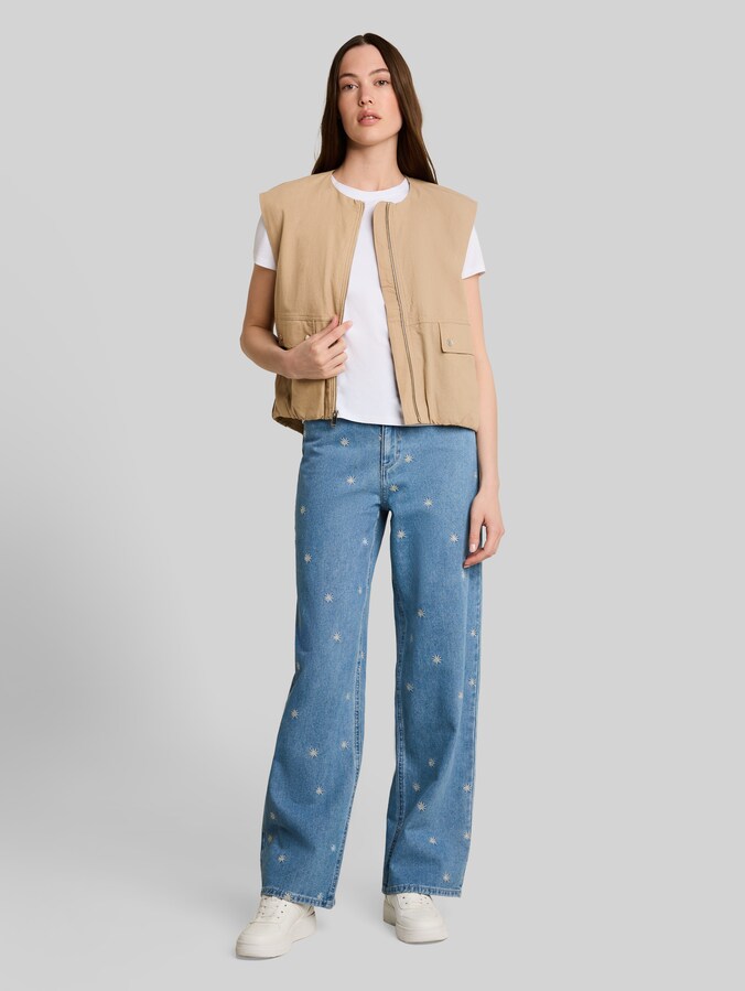 Loose Fit Weste mit Taschen von Denim Female, Mink Beige