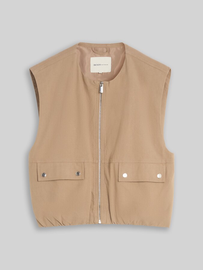 Loose Fit Weste mit Taschen von Denim Female, Mink Beige