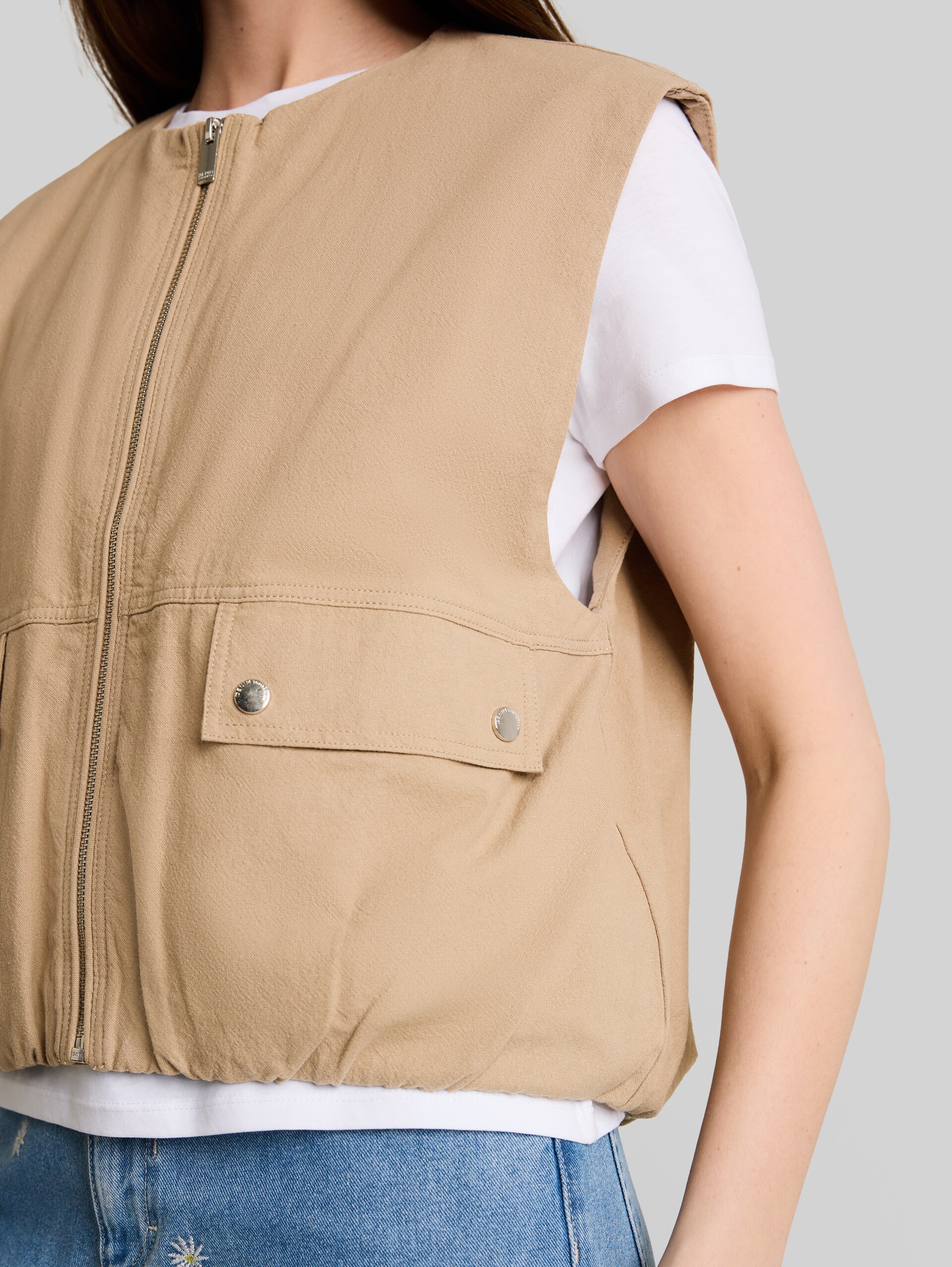 Loose Fit Weste mit Taschen - Mink Beige