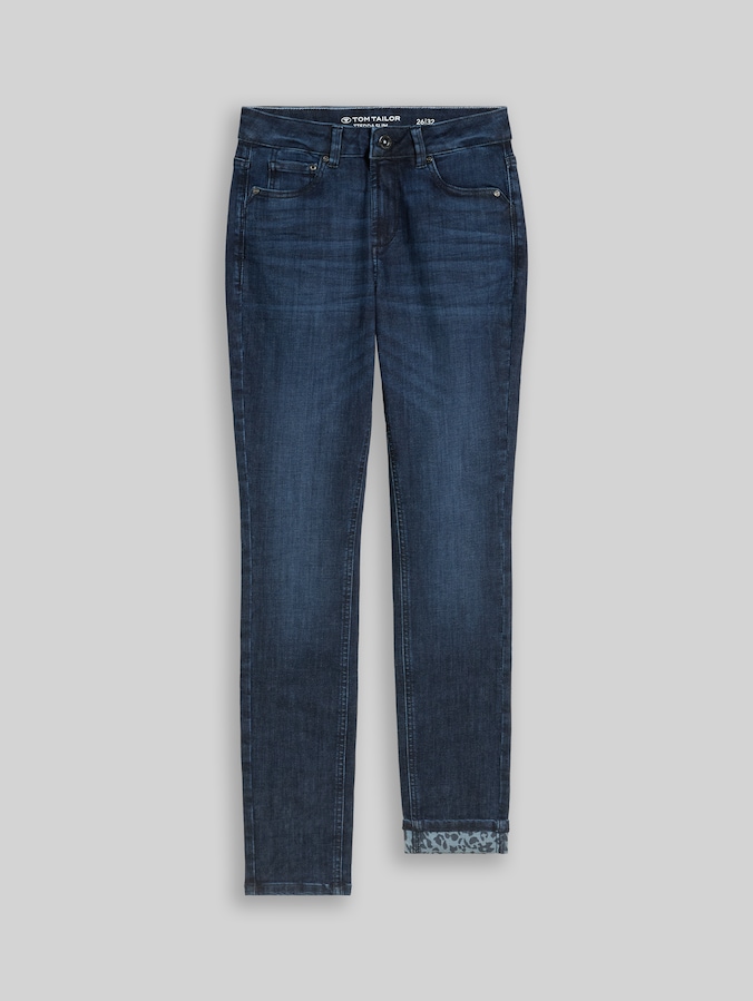 TTEDDA SLIM Jeans mit Leo-Print im Umschlag von Women, dark blue denim