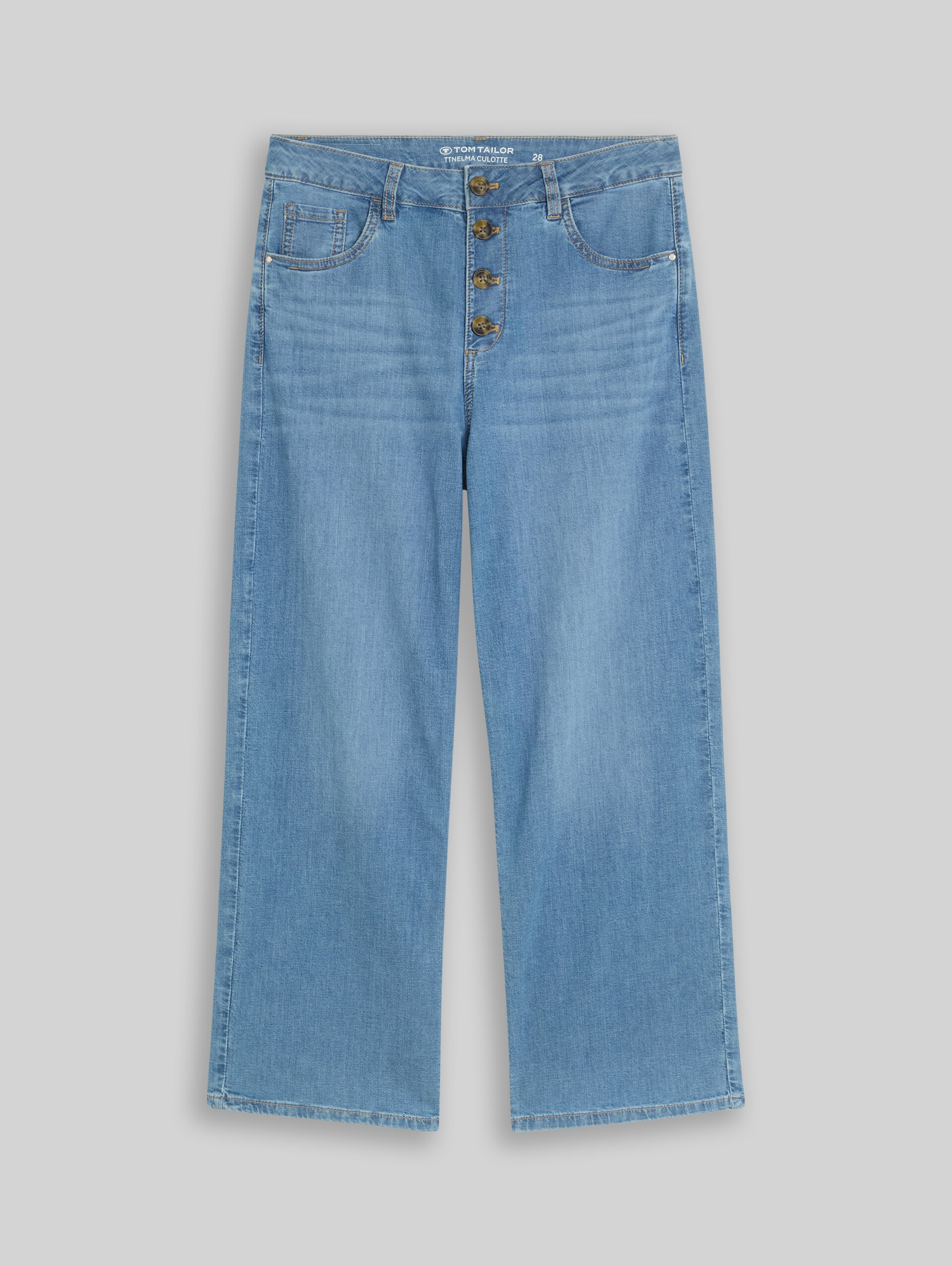 TTNELMA CULOTTE Jeans mit Knopfleiste - Clean Light Stone Blue Denim - Vorder-Produkt-Ansicht