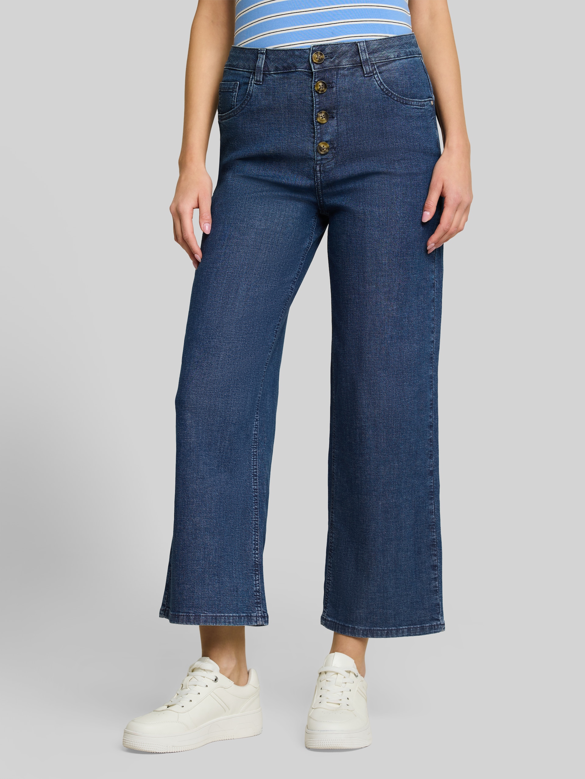 TTNELMA CULOTTE Jeans mit Knopfleiste - dark blue denim - Ausschnitt Model-Vorderansicht