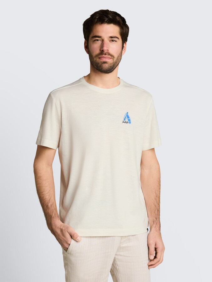 T-Shirt mit Stickerei von Men, Gardenia White