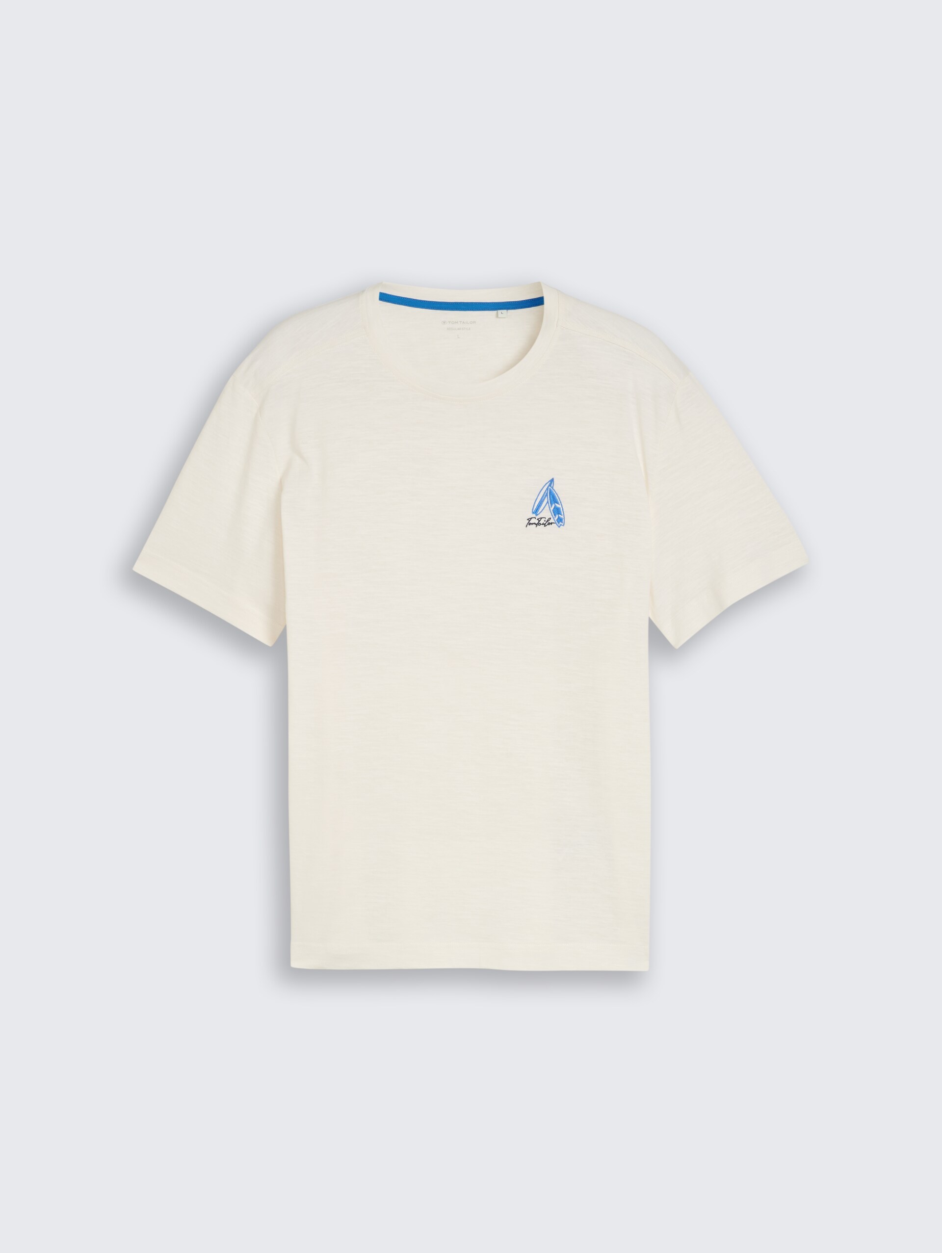 T-Shirt mit Stickerei - Gardenia White - Vorder-Produkt-Ansicht