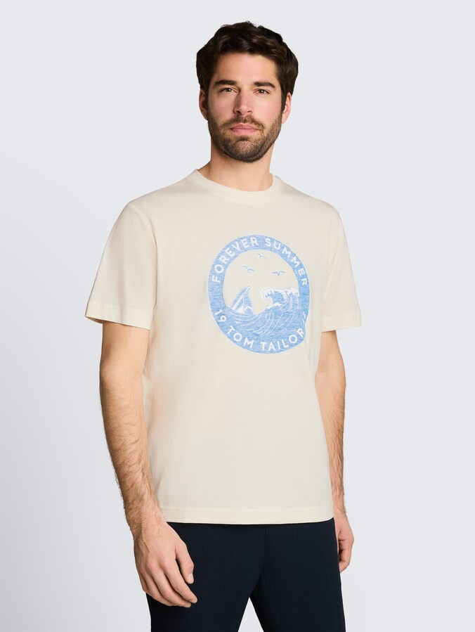 T-Shirt mit Print von Men, Gardenia White