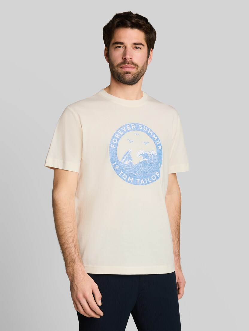 T-shirt met print door Men, Gardenia White