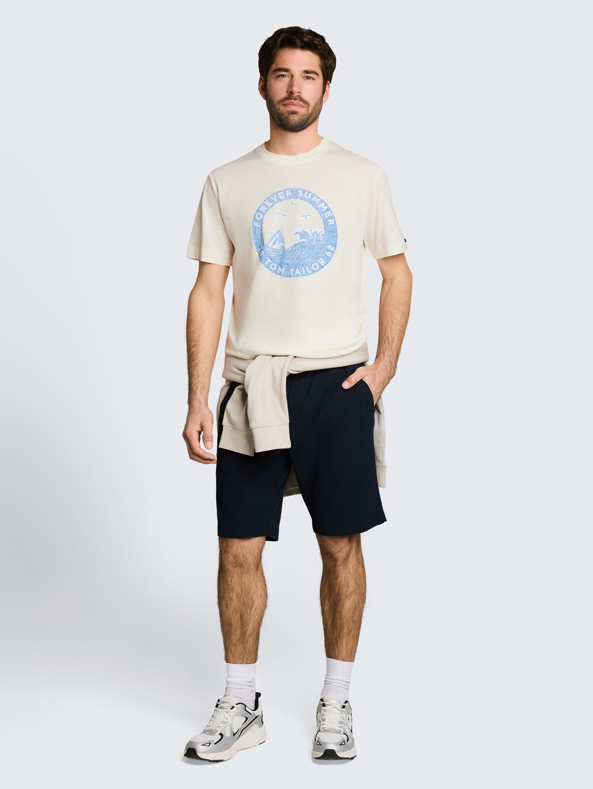 T-shirt met print - Gardenia White - Model vooraanzicht