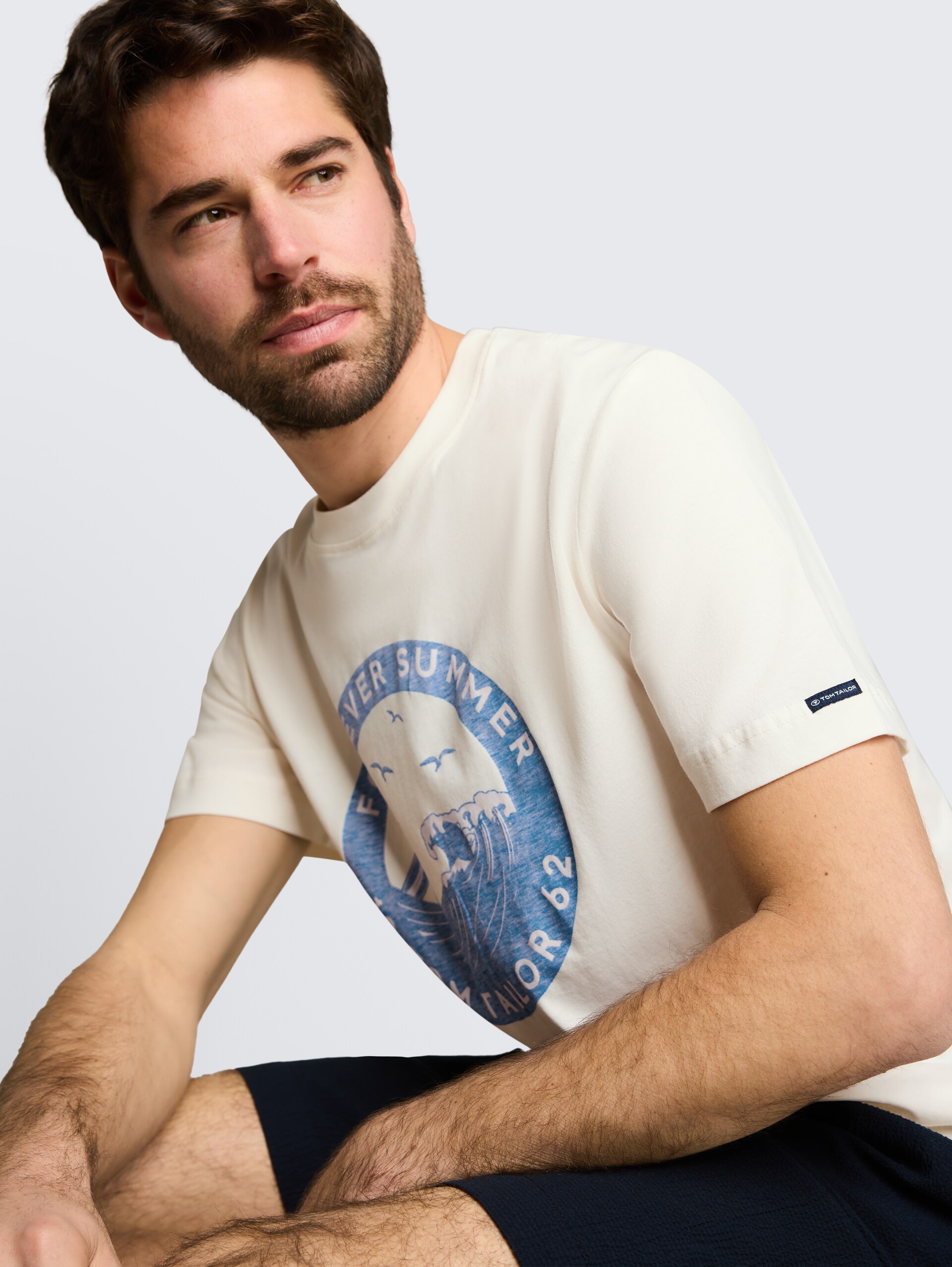 T-shirt met print - Gardenia White - Detailaanzicht model