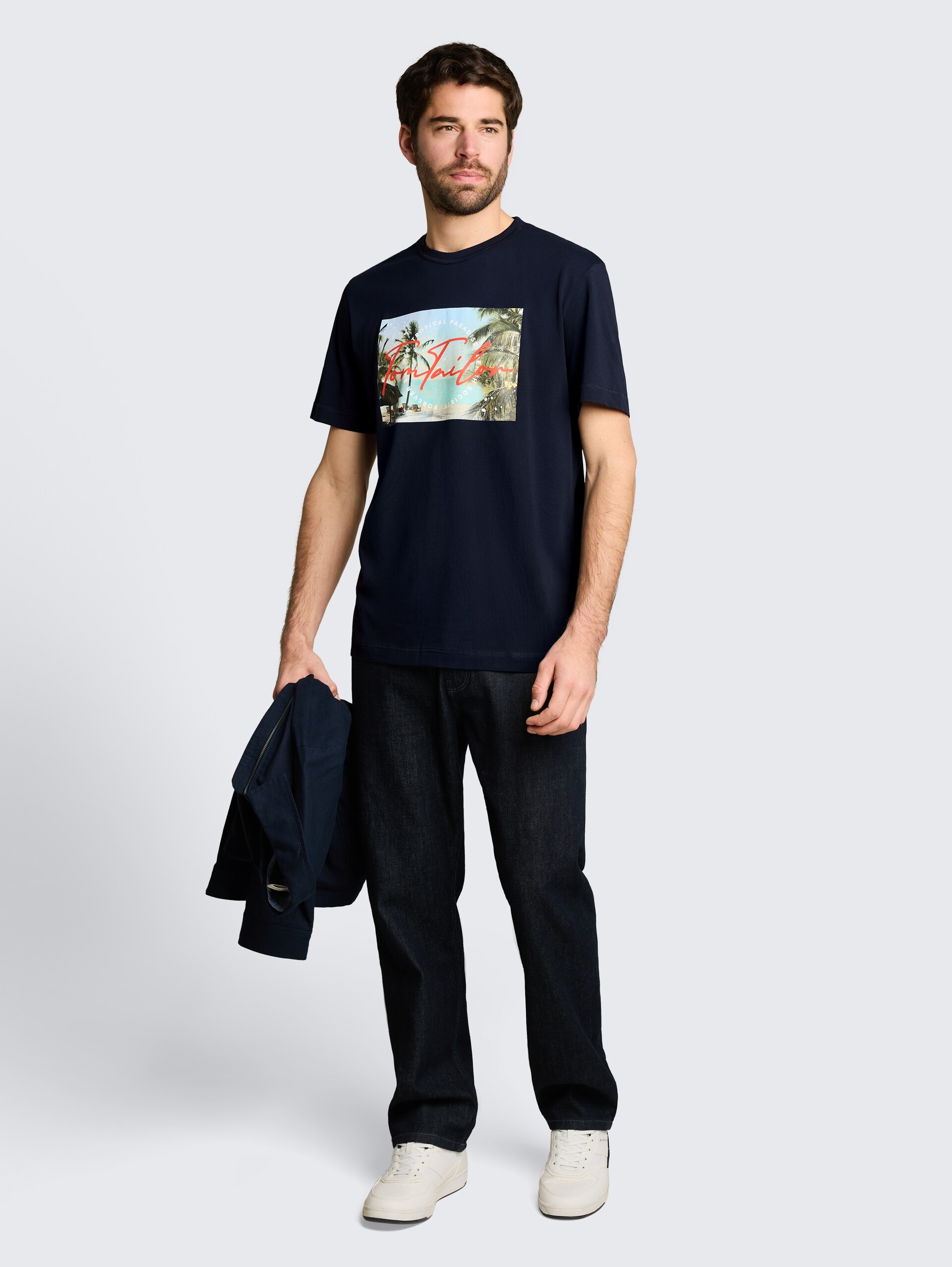 T-shirt met fotoprint - sky captain blue - Model vooraanzicht