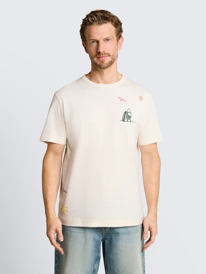T-Shirt mit Stickereien von Men, Gardenia White
