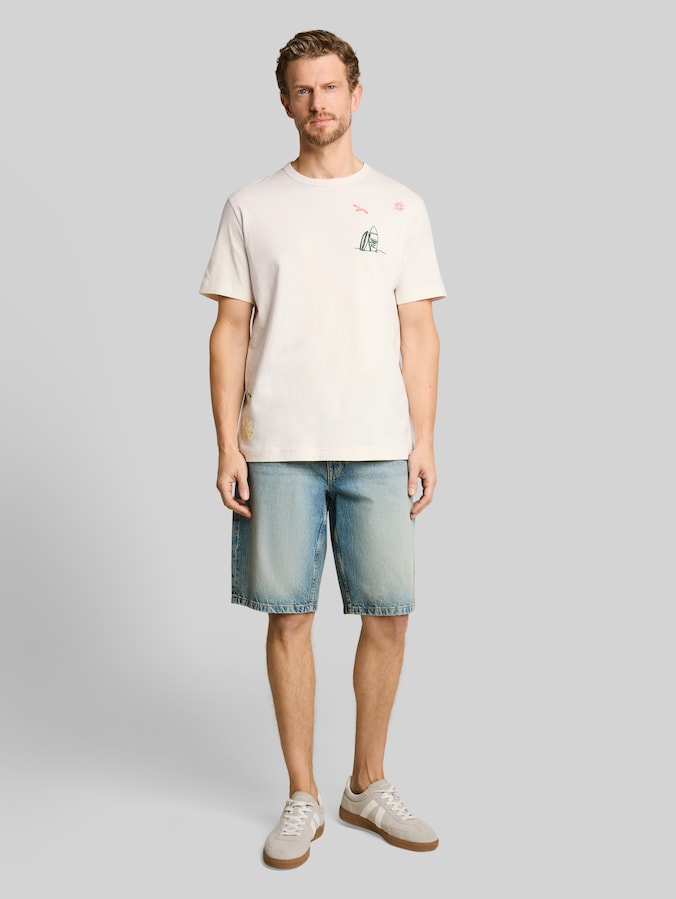 T-Shirt mit Stickereien von Men, Gardenia White