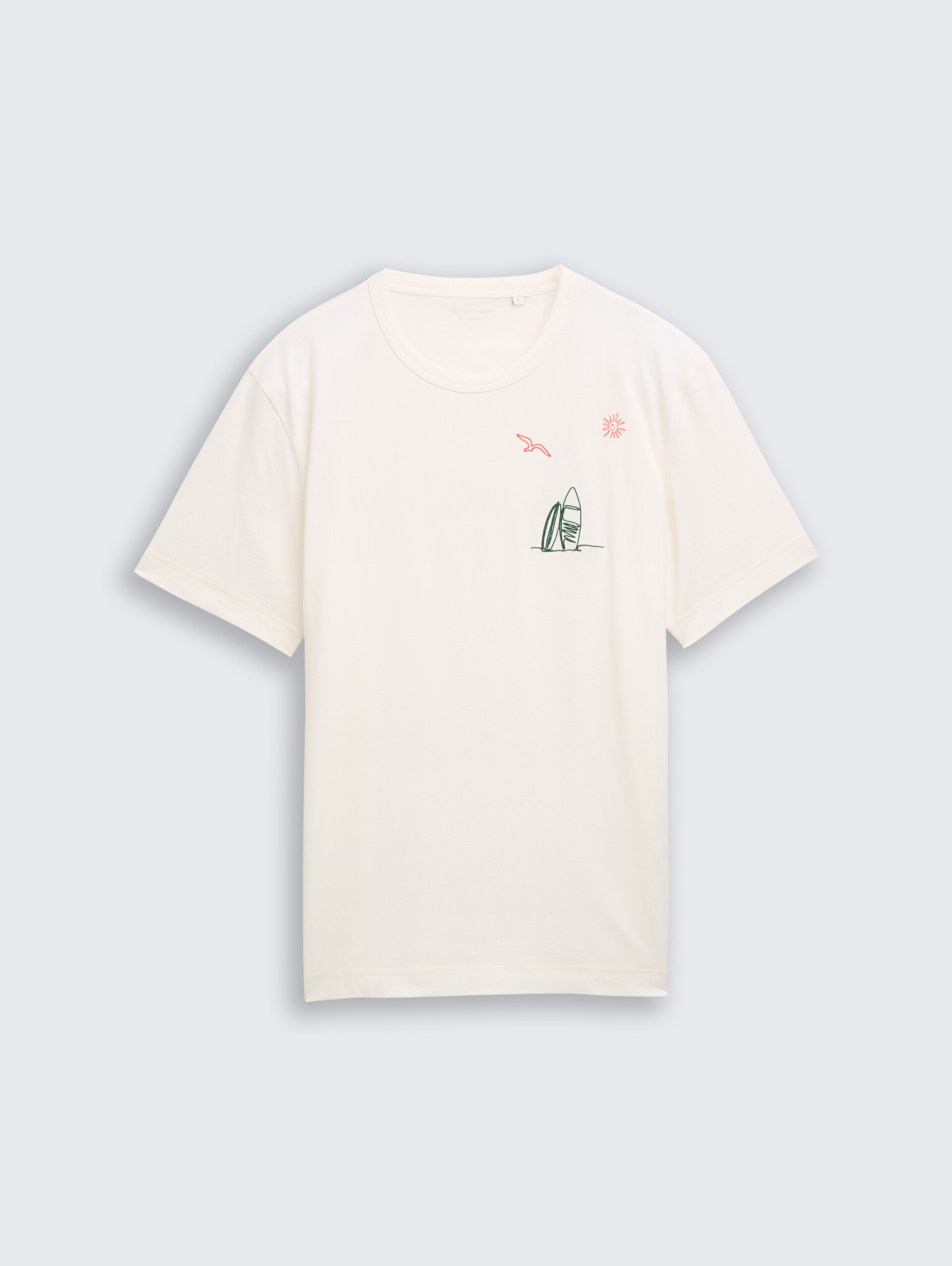 T-shirt met borduursels - Gardenia White - Product vooraanzicht