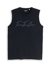 Niet geselecteerd, Tanktop met logoprint door Tom Tailor, blauw