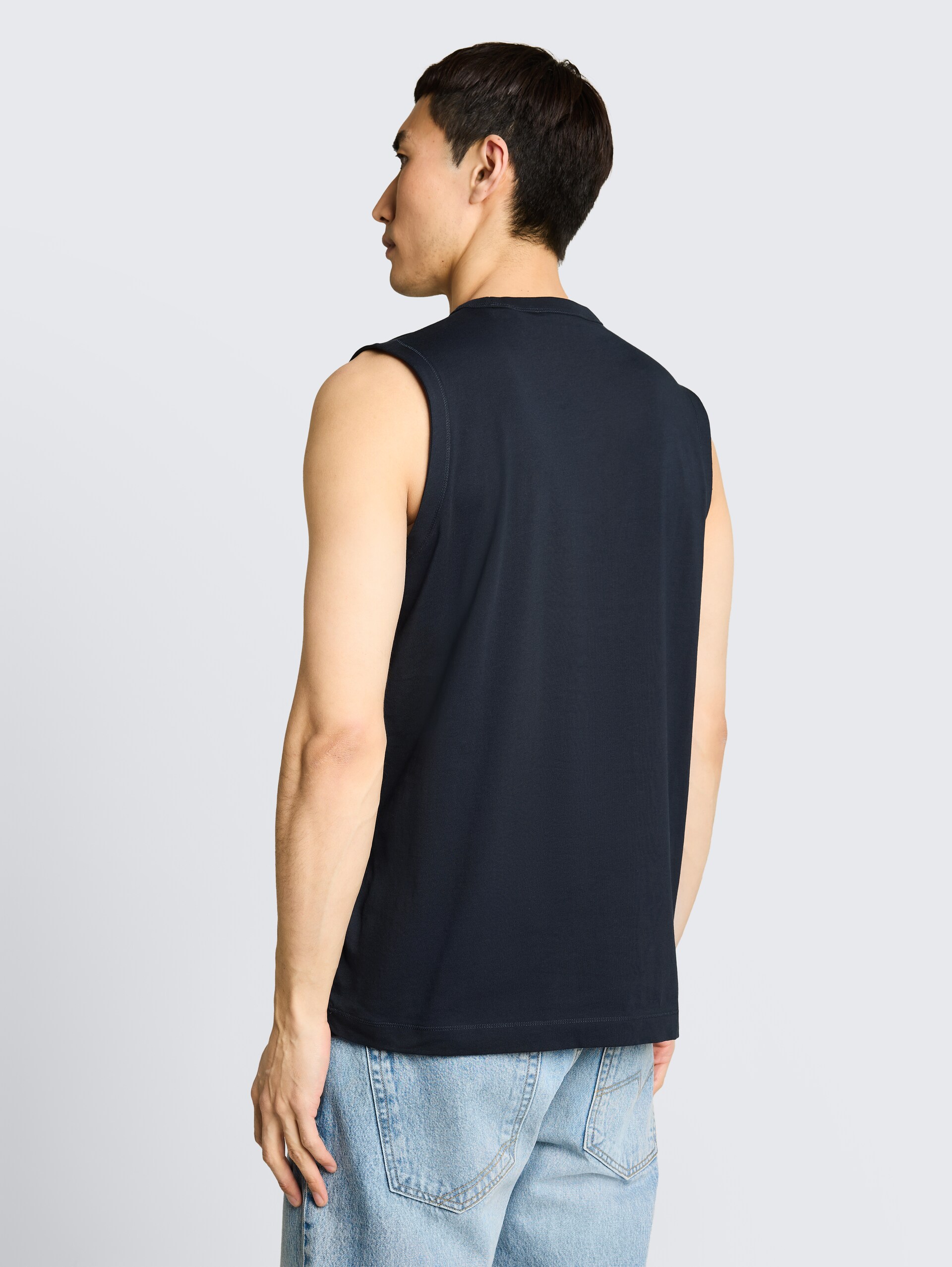 Tanktop met logoprint - sky captain blue - Neklijn model-achteraanzicht