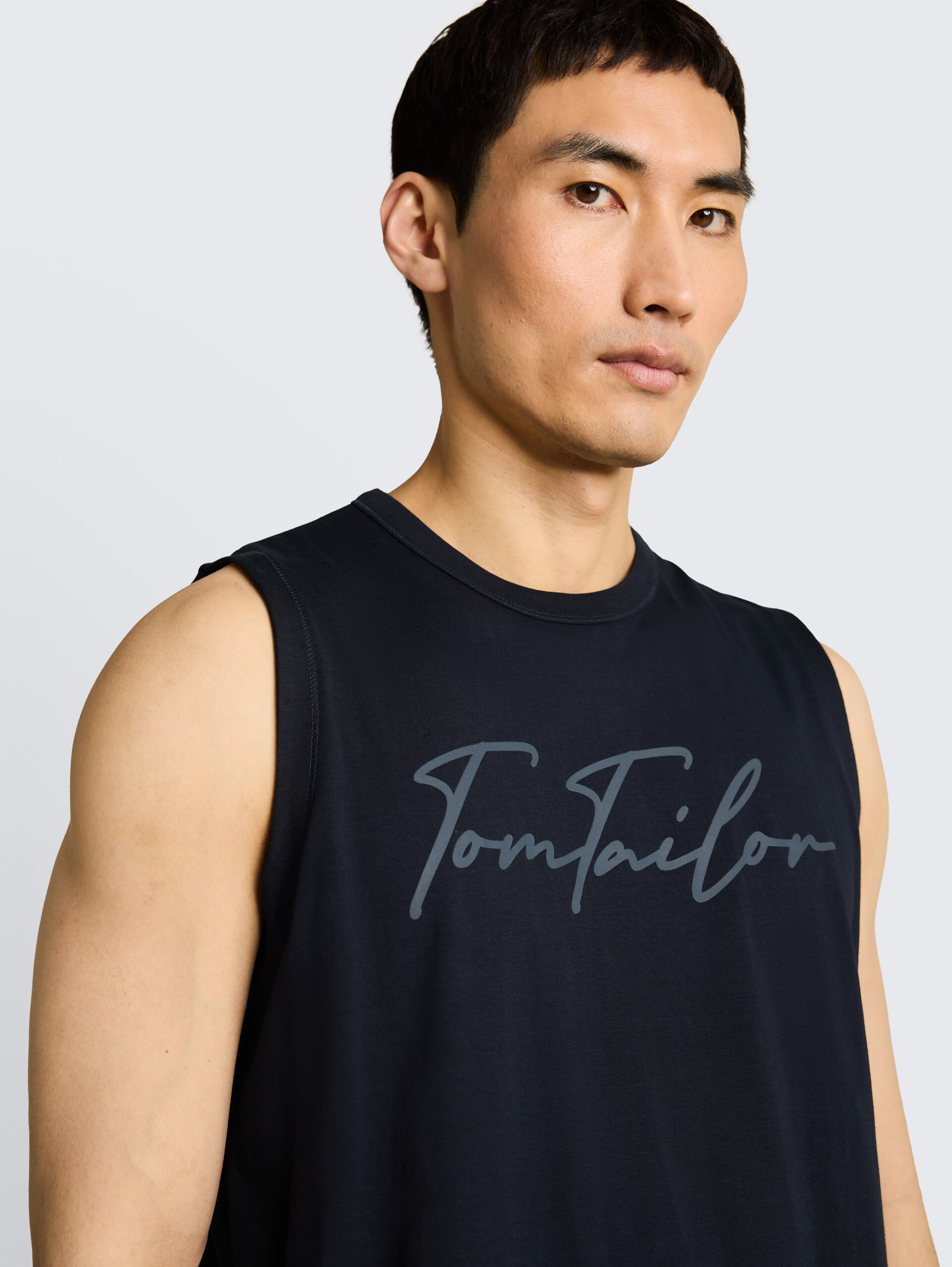 Tanktop met logoprint - sky captain blue - Detailaanzicht model