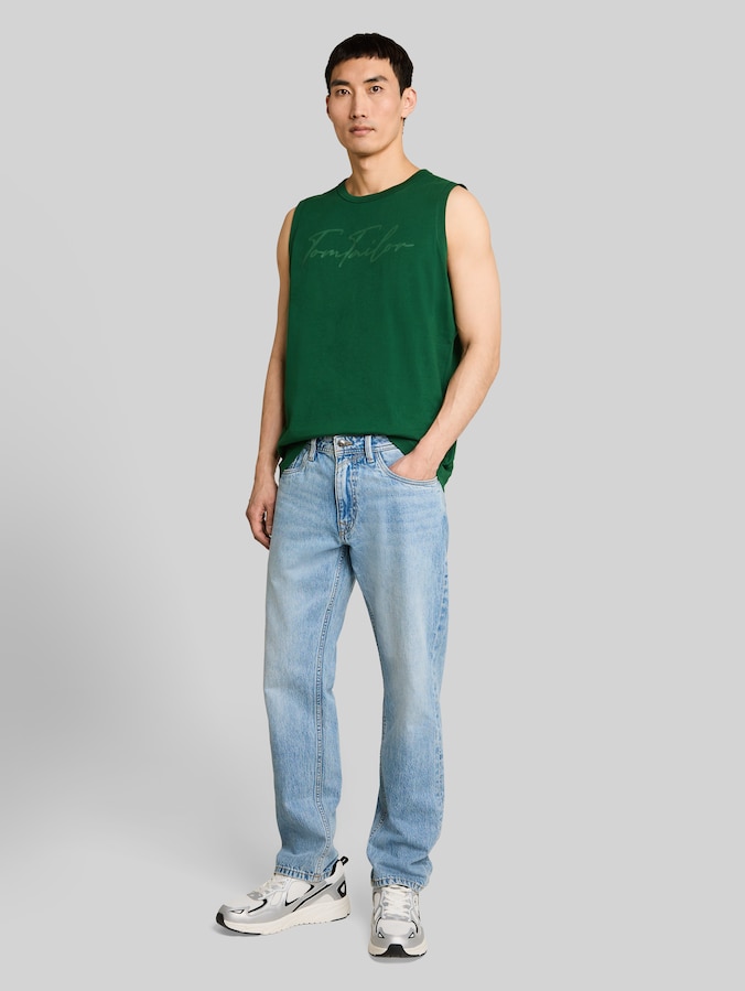 Tanktop met logoprint door Men, Garden Green
