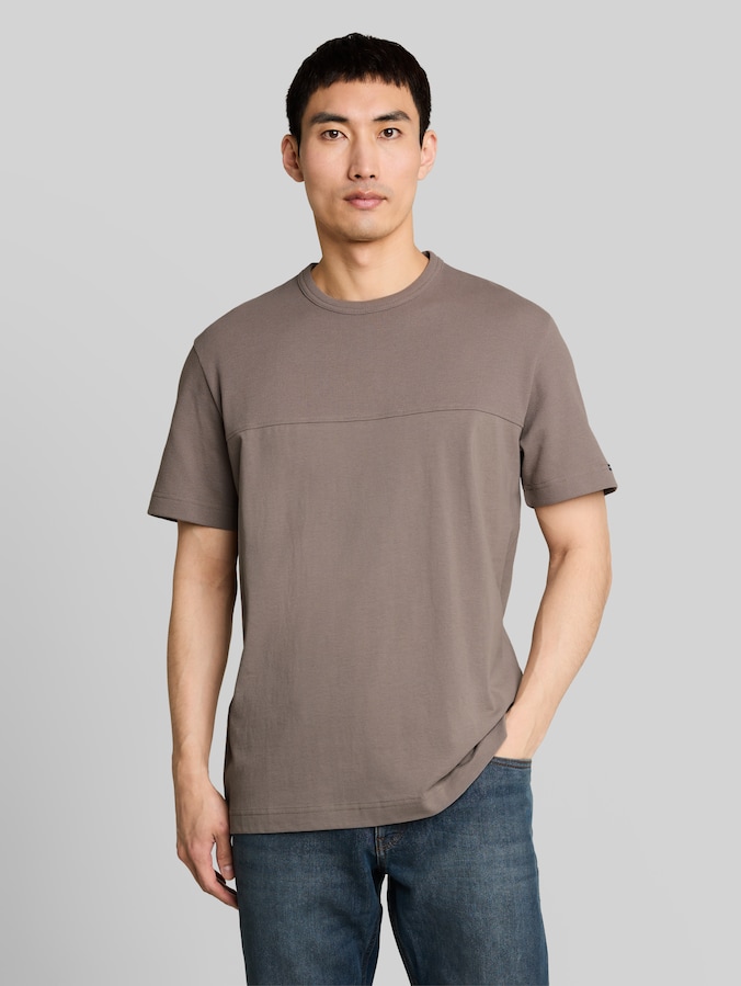 T-shirt van katoen door Men, Driftwood Taupe