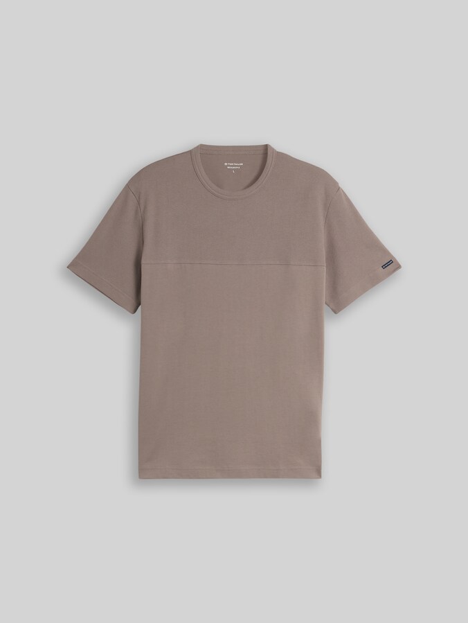 T-shirt van katoen door Men, Driftwood Taupe