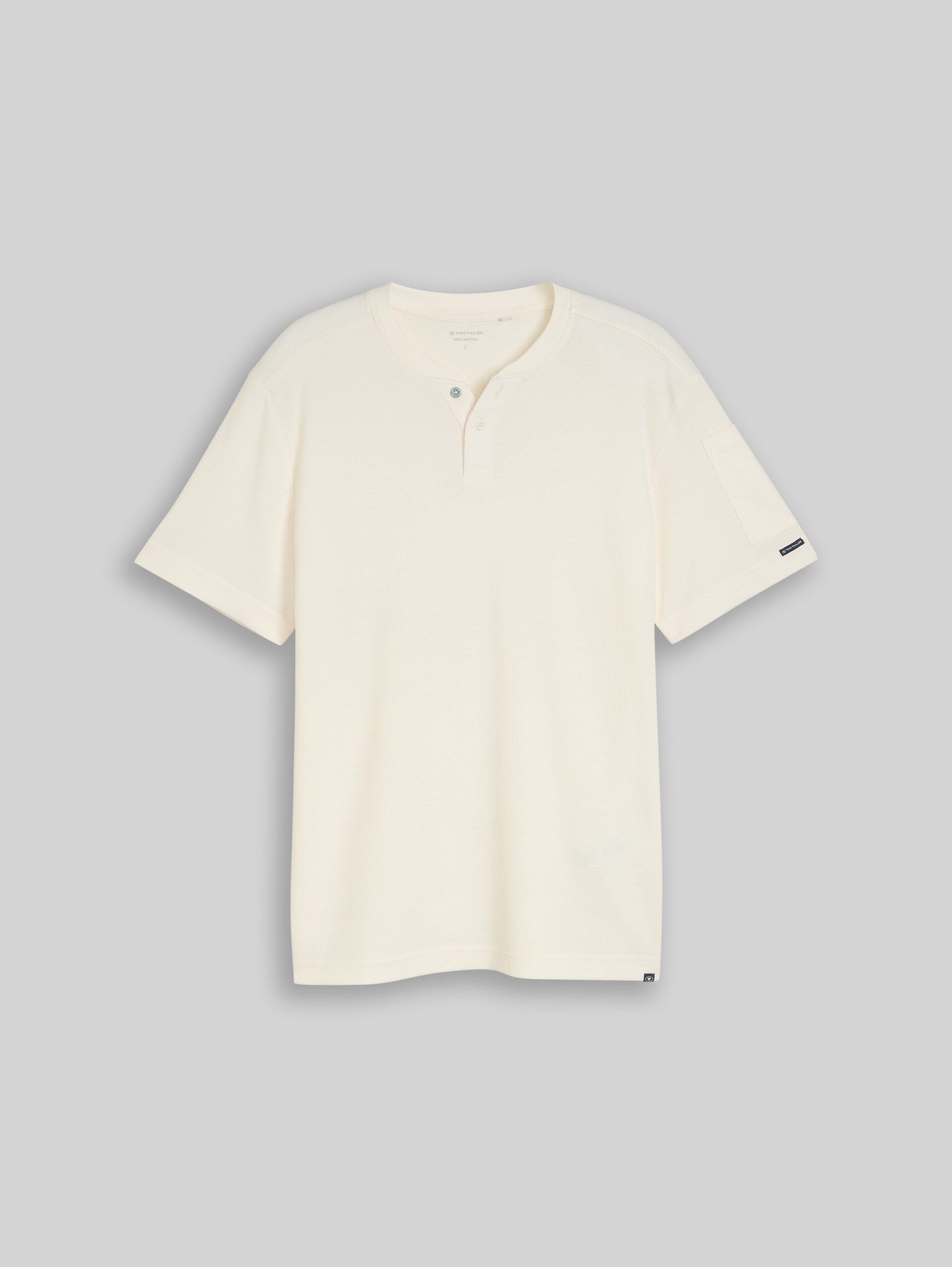 Henley T-Shirt mit Waffelstruktur - Gardenia White - Vorder-Produkt-Ansicht