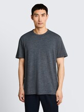 T-shirt aspect chiné - navy white fine stripe - Découpe Vue de face du modèle