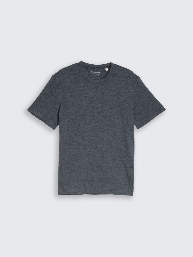 T-Shirt in Melange-Optik von Men, navy white fine stripe