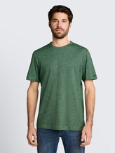 T-Shirt in Melange-Optik - green fine stripe - Ausschnitt Model-Vorderansicht