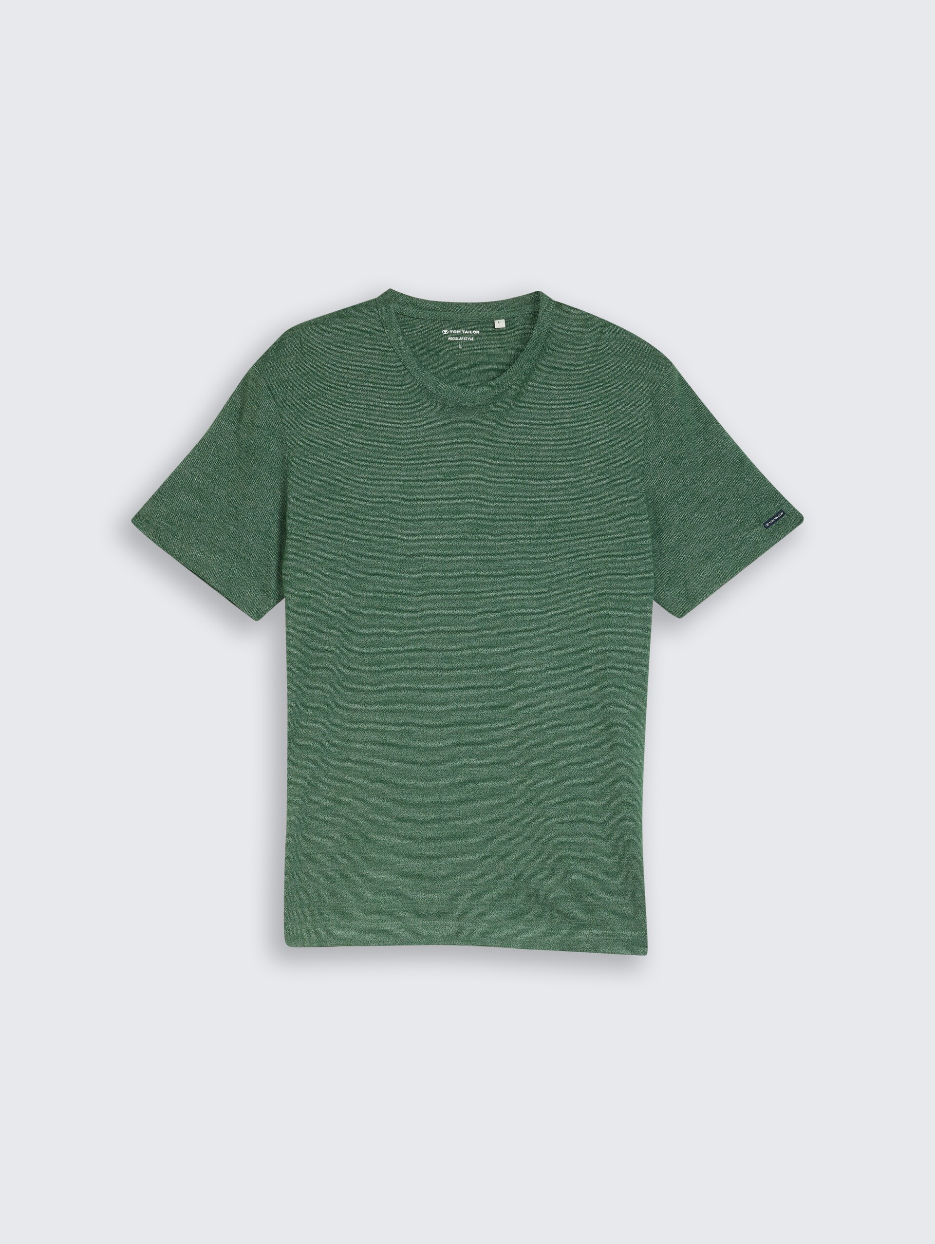 T-shirt in gemêleerde look - green fine stripe - Product vooraanzicht