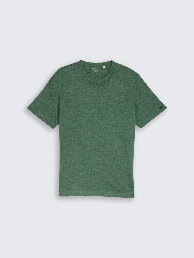 T-Shirt in Melange-Optik von Men, green fine stripe
