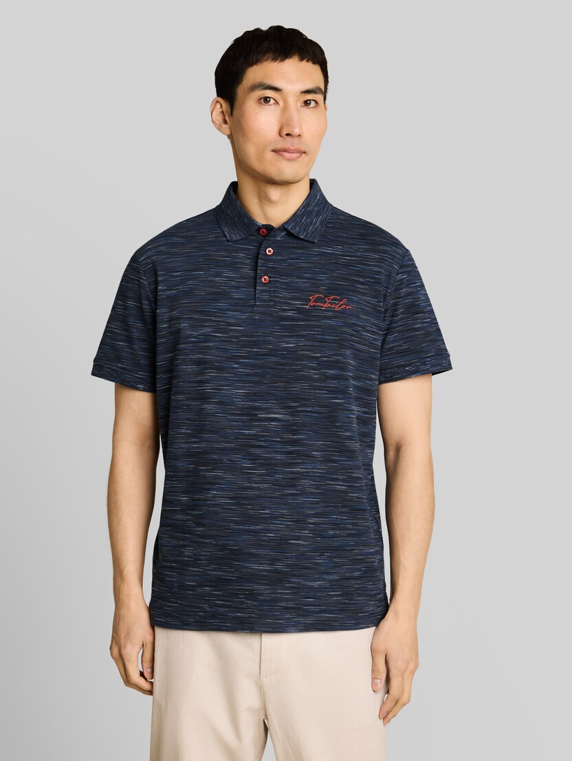 Piqué poloshirt in gemêleerde look door Men, navy  tonal spacedye
