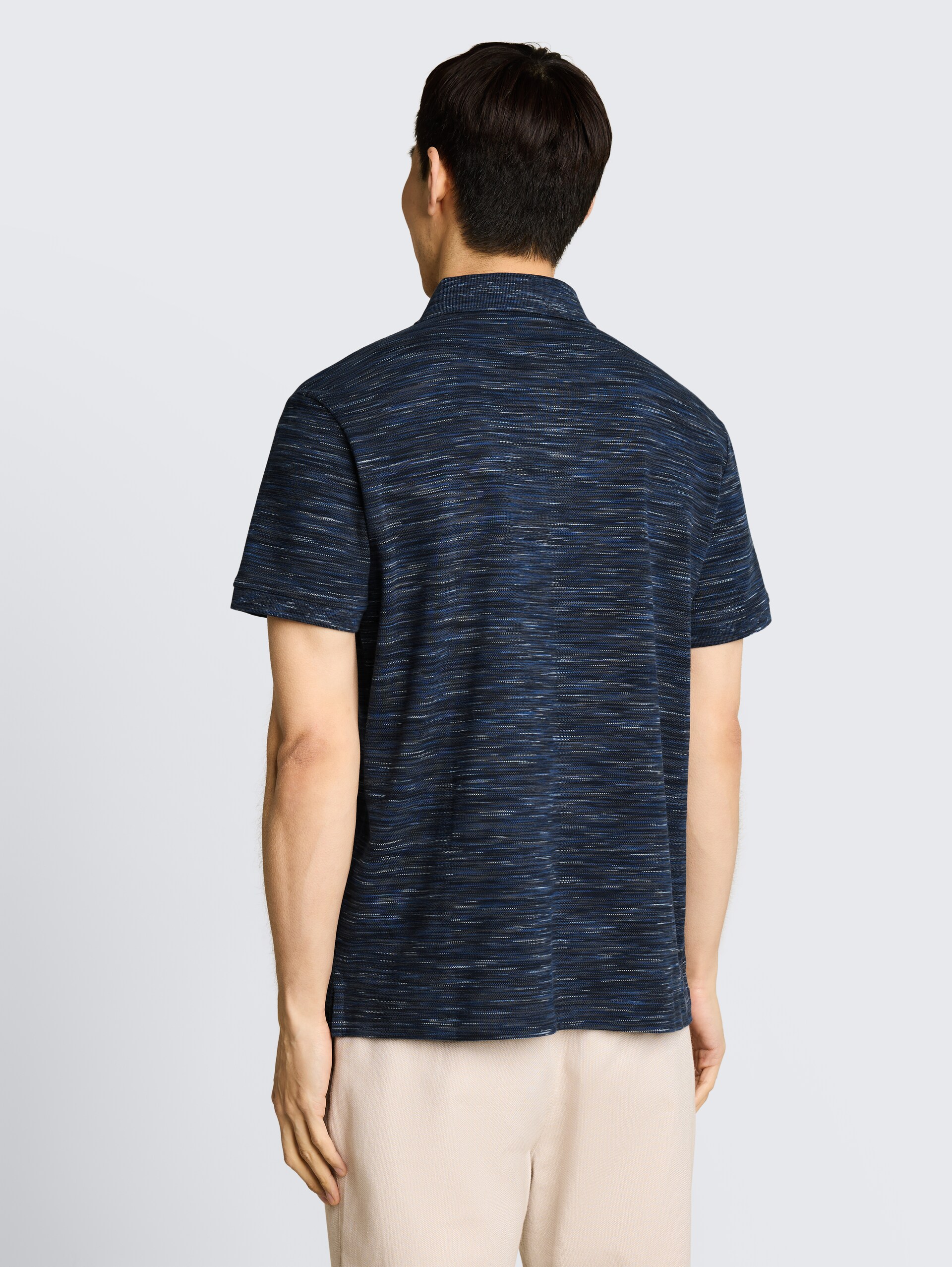 Piqué Poloshirt in Melange-Optik - navy tonal spacedye