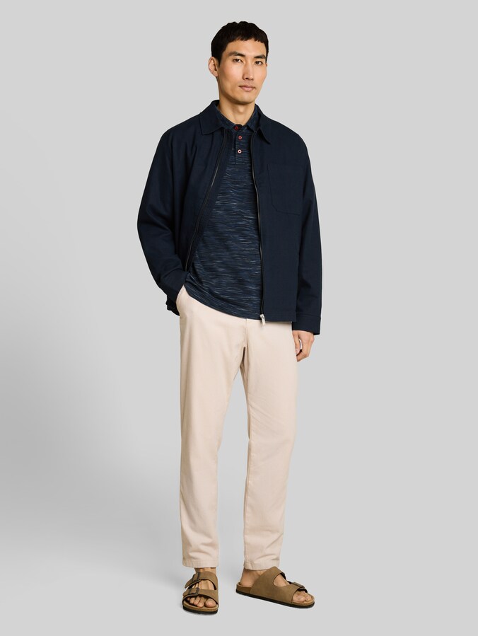 Piqué Poloshirt in Melange-Optik von Men, navy  tonal spacedye