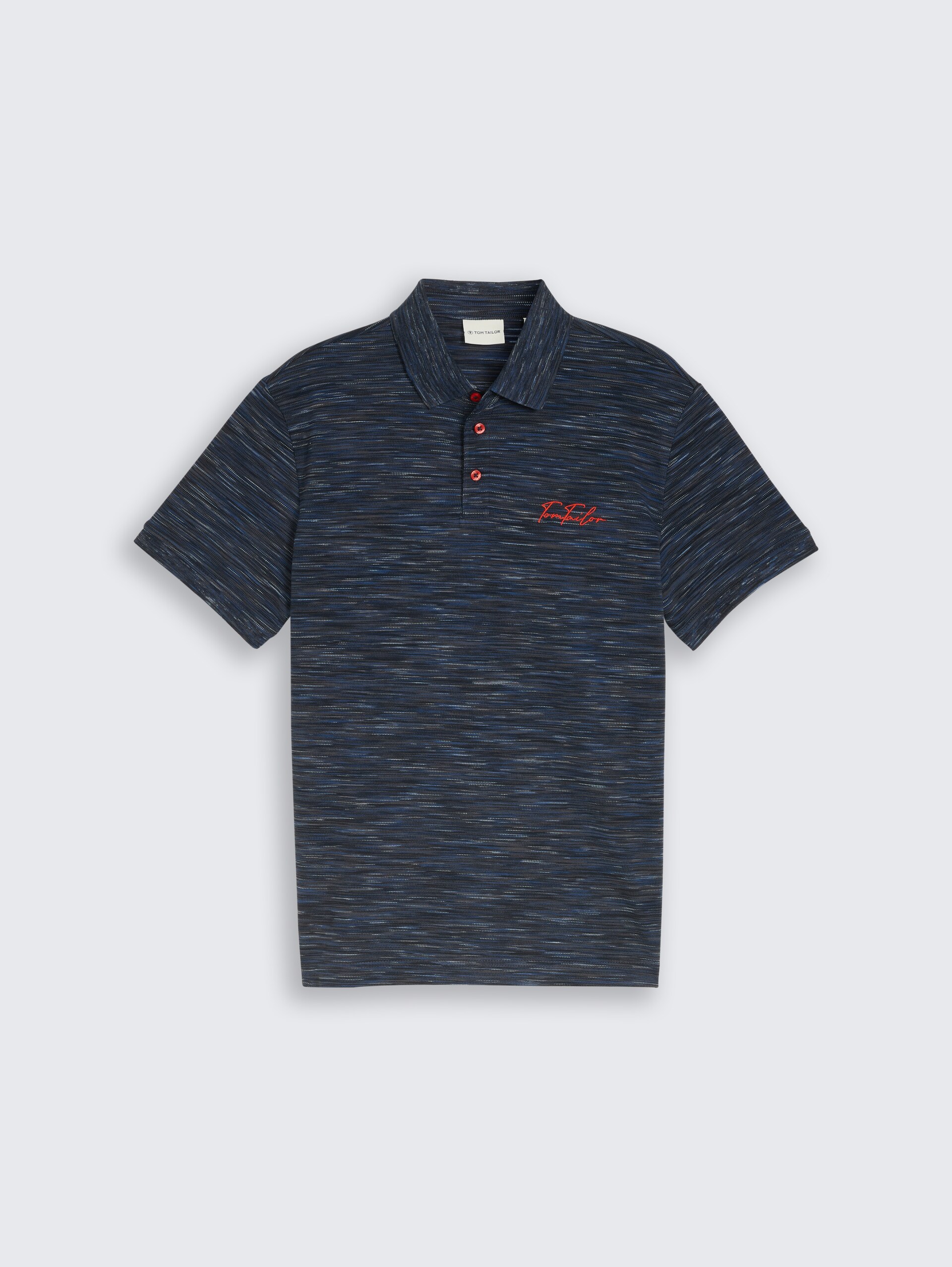 Piqué Poloshirt in Melange-Optik - navy tonal spacedye