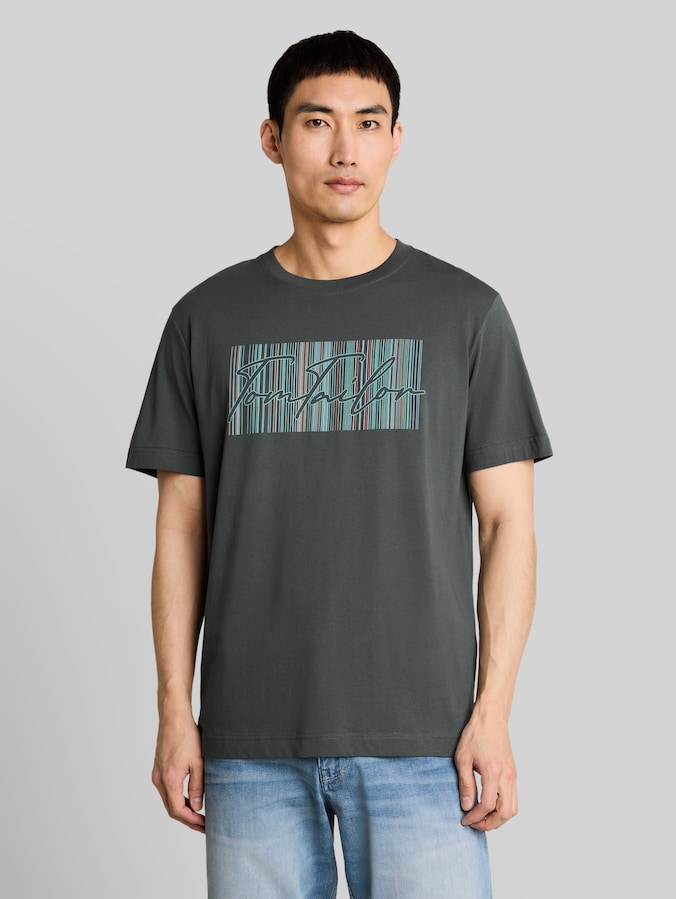 T-Shirt mit Logo-Print von Men, Darkest Olive