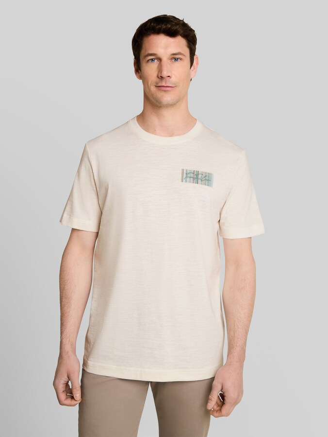 T-shirt with logo print by Men, Gardenia White