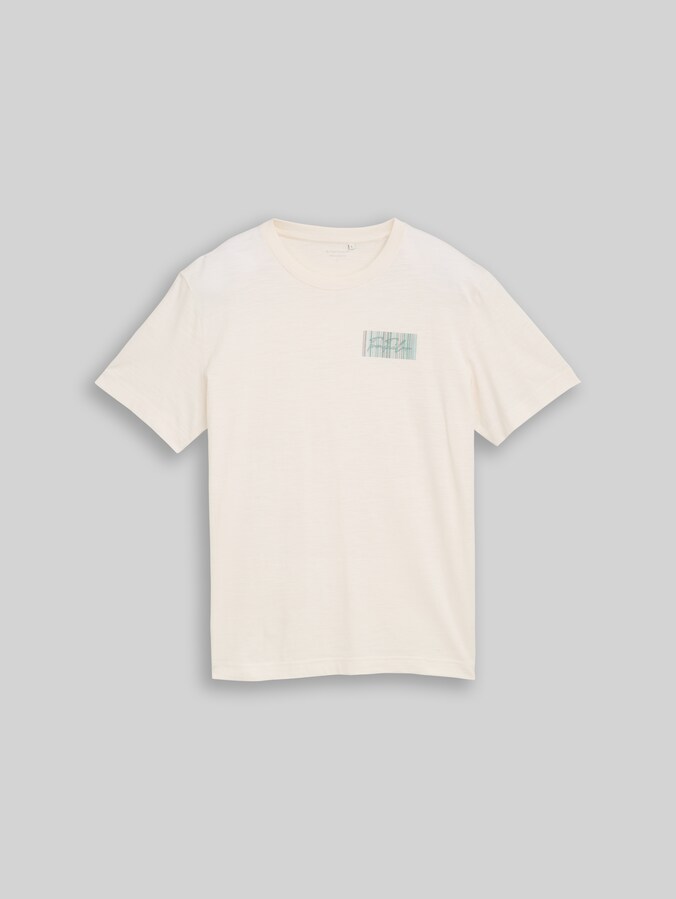 T-shirt with logo print by Men, Gardenia White
