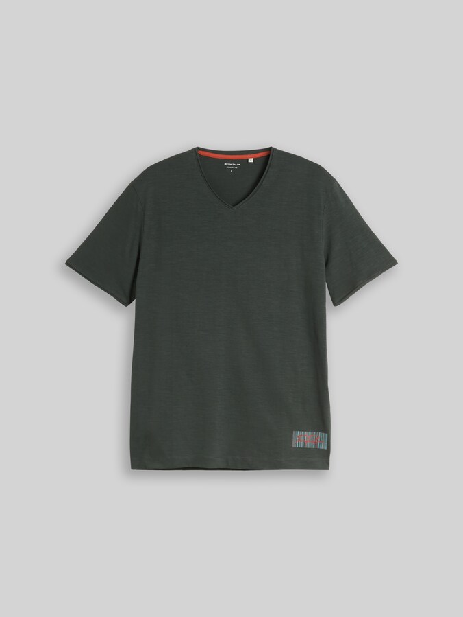 T-Shirt mit V-Ausschnitt von Men, Darkest Olive