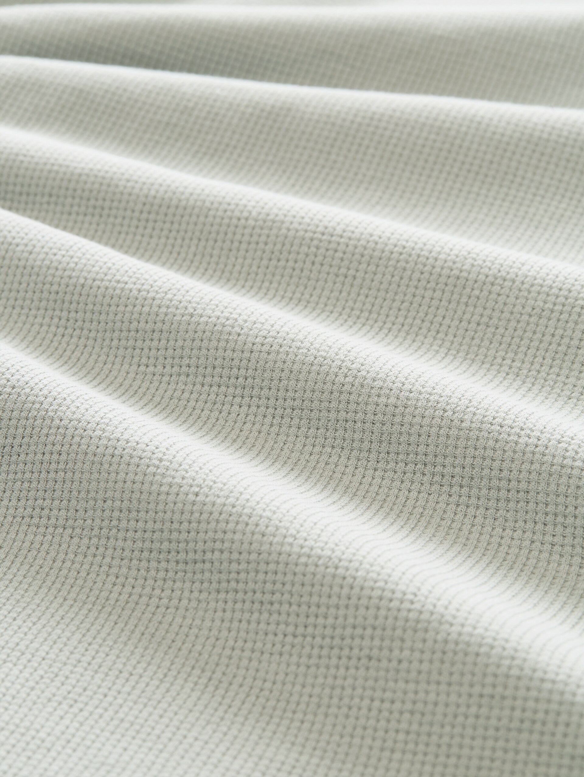 Poloshirt met lange mouwen en wafelstructuur - iron mint