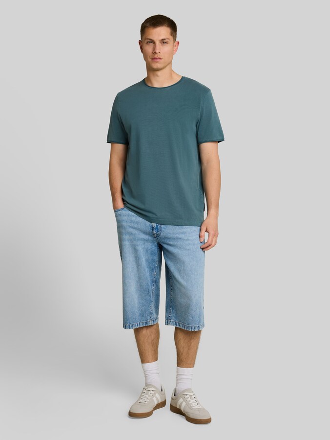 T-Shirt im Used-Look von Denim Male, tide petrol