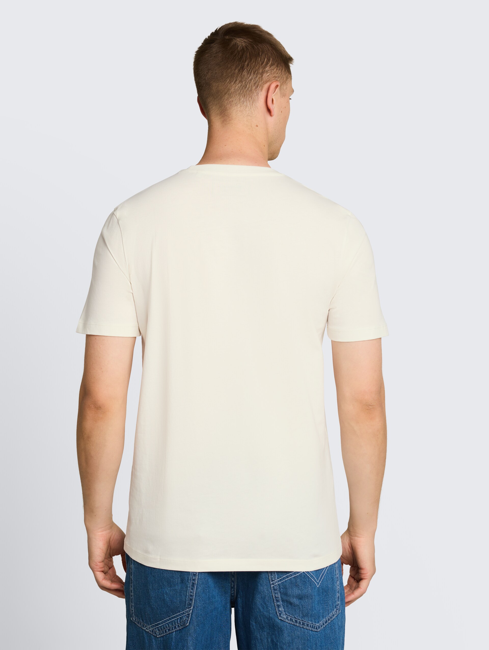 T-Shirt mit Print - Wool White - Auschnitt Model-Rückansicht