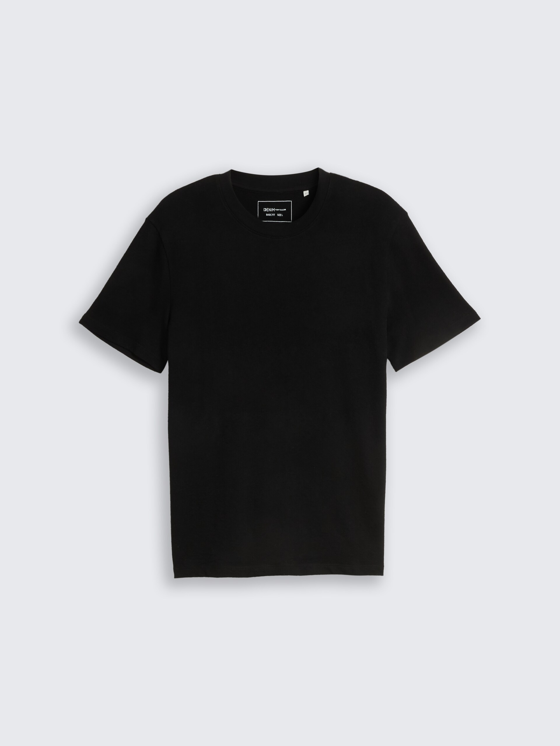 T-shirt van katoenen badstof - Black - Product vooraanzicht