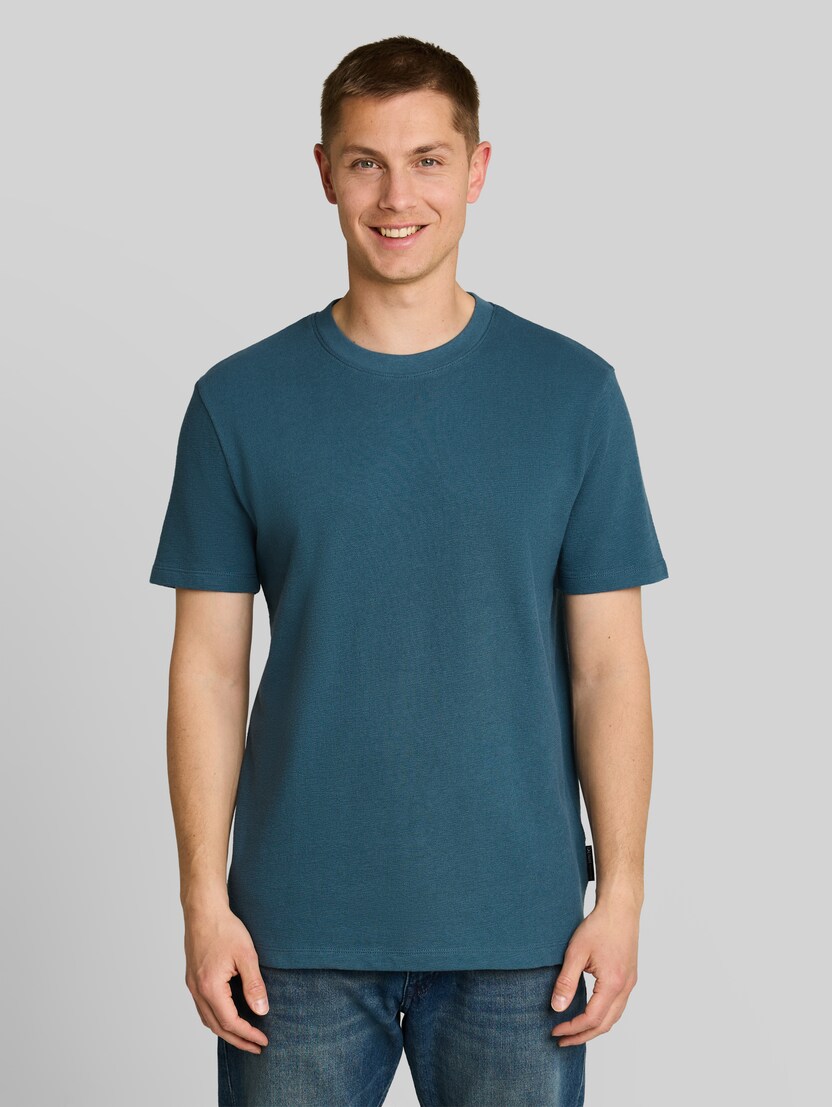 T-shirt van katoenen badstof door Denim Male, tide petrol